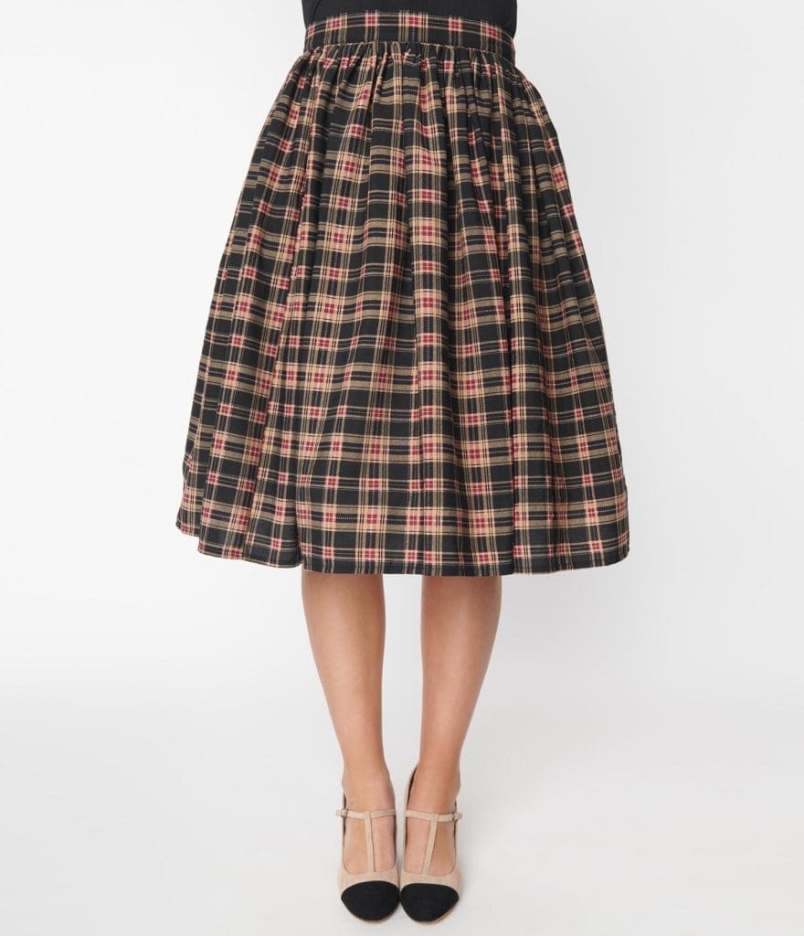 1950s grid A line skirt