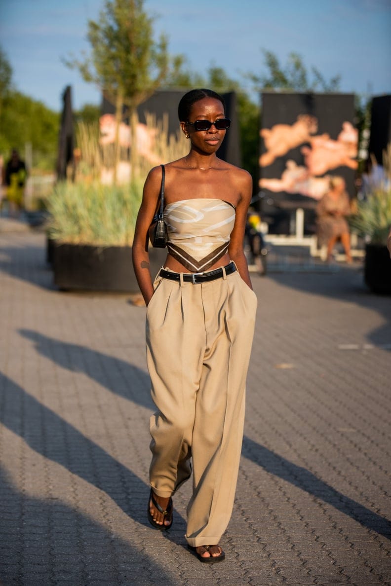 Wide-Leg Pants With a Scarf Top